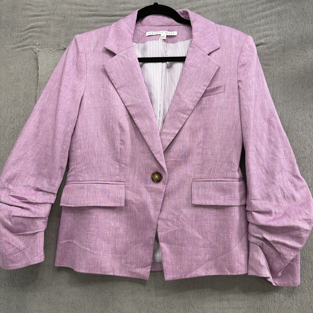 Veronica Beard Aaliyah Dickey Blazer Heathered Orchid Linen Blend Size 8